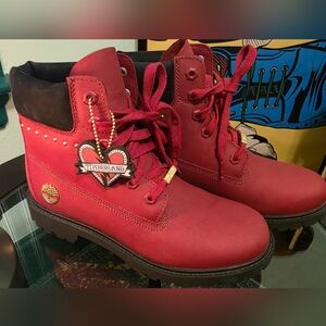 Timberland Red "Love Stinks" Combat Boots